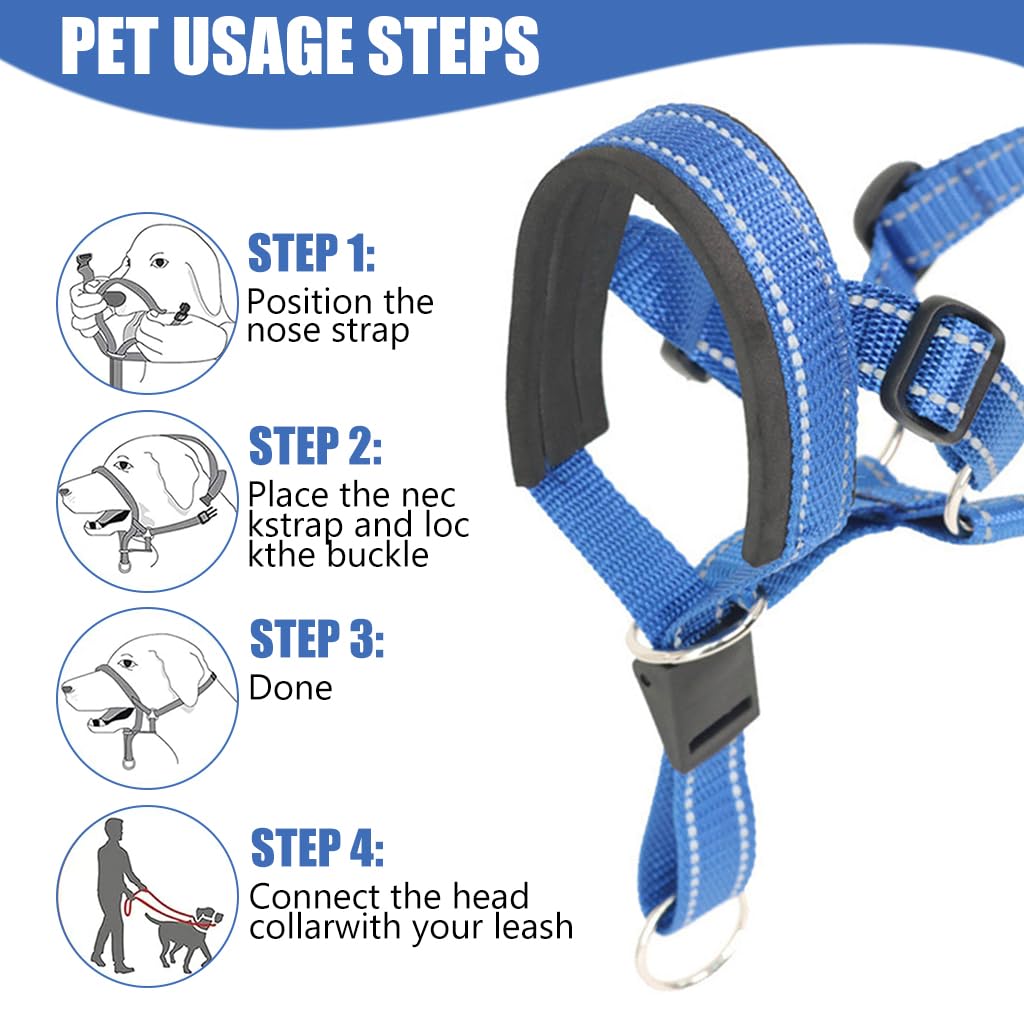 Qpets Adjustable Dog Collar Mouth Cover, Anti Bite Dog Soft Head Collar Nylon Dog Mouth and Nose Ring, No Pull Comfort Pet Head Collar Training for Walking Dogs (Neck 16.8 Qpets Adjustable Dog Collar Mouth Cover, Anti Bite Dog Soft Head Collar Nylon Dog Mouth and Nose Ring, No Pull Comfort Pet Head Collar Training for Walking Dogs (Neck 16.8